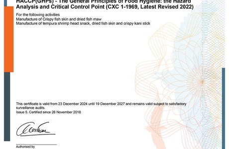 CERT- HACCP -until 12-2027